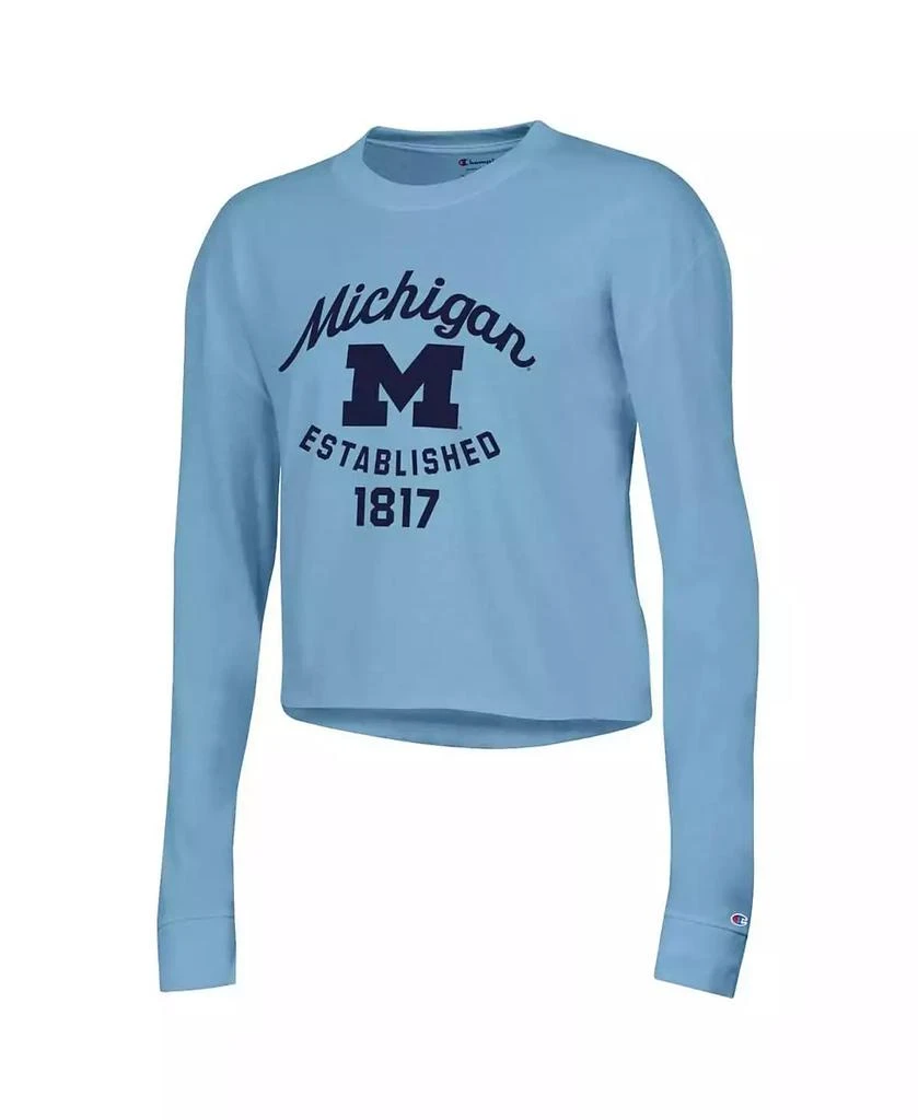 商品CHAMPION|Women's Blue Michigan Wolverines Boyfriend Cropped Long Sleeve T-shirt,价格¥258,第2张图片详细描述