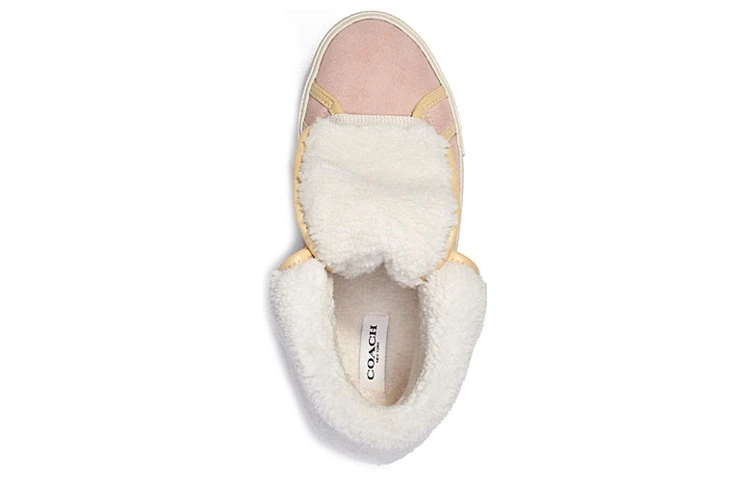商品[国内直发] Coach|蔻驰 皮革 系带 高帮 时尚板鞋 女款 粉色,价格¥700,第5张图片详细描述