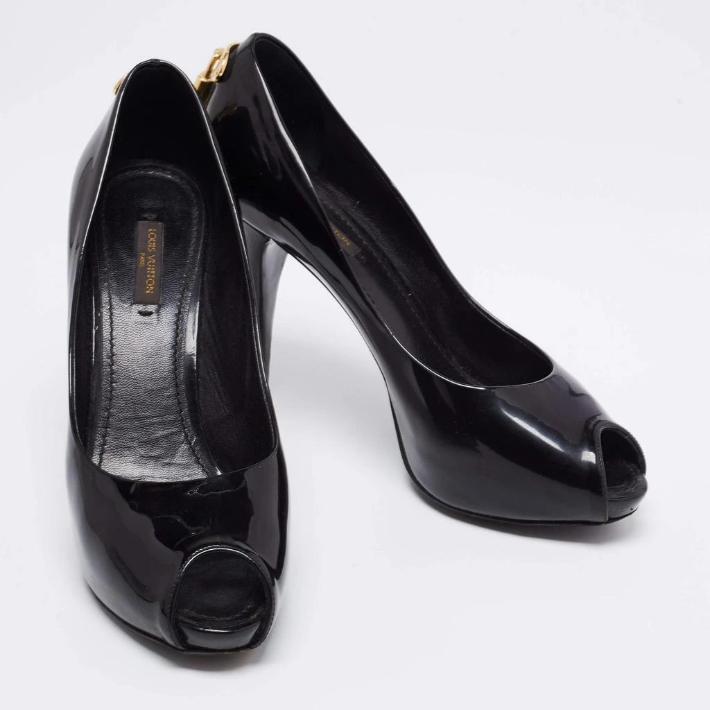 商品[二手商品] Louis Vuitton|Louis Vuitton Black Patent Leather Oh Really! Peep Toe Platform Pumps Size 37.5,价格¥2456,第4张图片详细描述