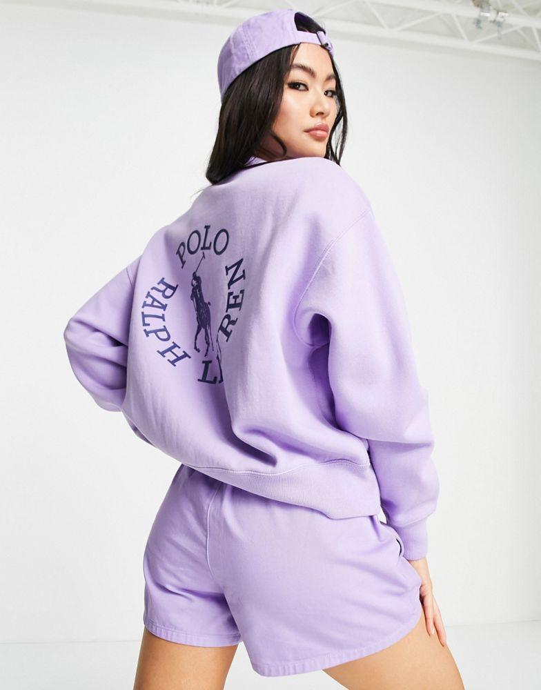 商品Ralph Lauren|Polo Ralph Lauren x ASOS exclusive collab co-ord cotton logo shorts in lavender,价格¥420,第4张图片详细描述