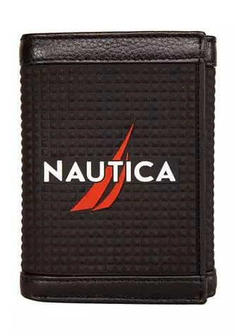 商品Nautica|Nautica Logo Rubber/Leather Trifold Wallet - Black,价格¥334,第1张图片