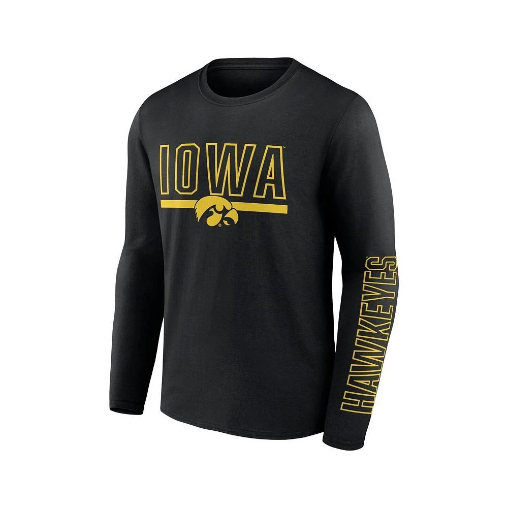 商品Fanatics|Men's Branded Black Iowa Hawkeyes Modern Two-Hit Long Sleeve T-shirt,价格¥265,第3张图片详细描述