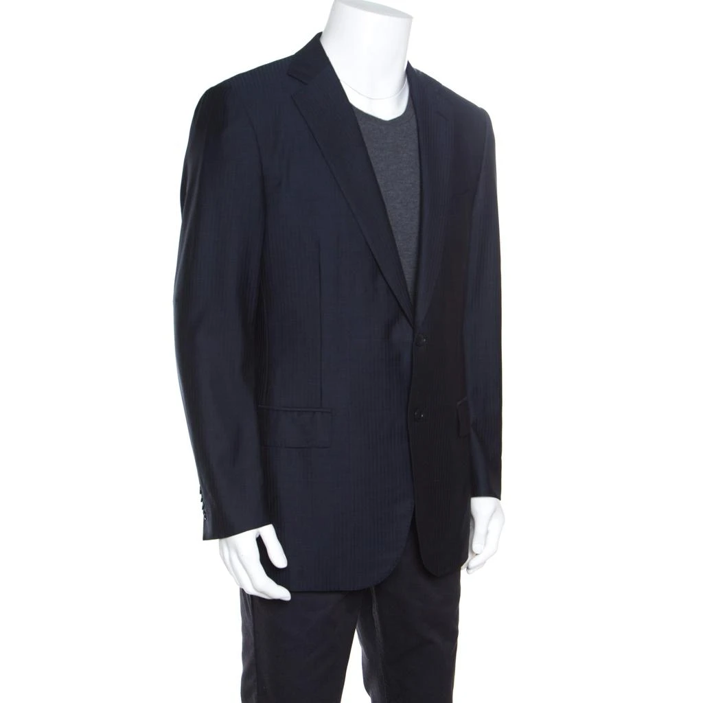 商品[二手商品] Zegna|Ermenegildo Zegna Navy Blue Tonal Striped Wool Blazer XL,价格¥1349,第2张图片详细描述