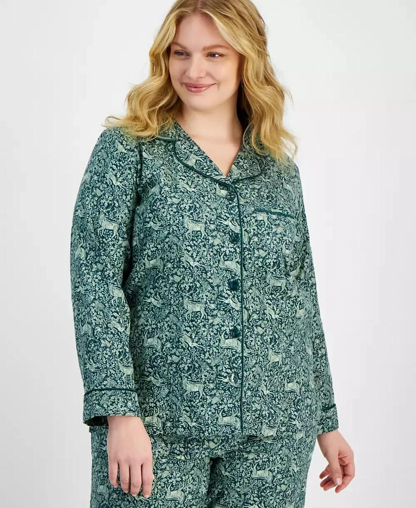 商品Charter Club|Plus Size Cotton Flannel Printed Pajama Set, Created for Macy's,价格¥187,第3张图片详细描述