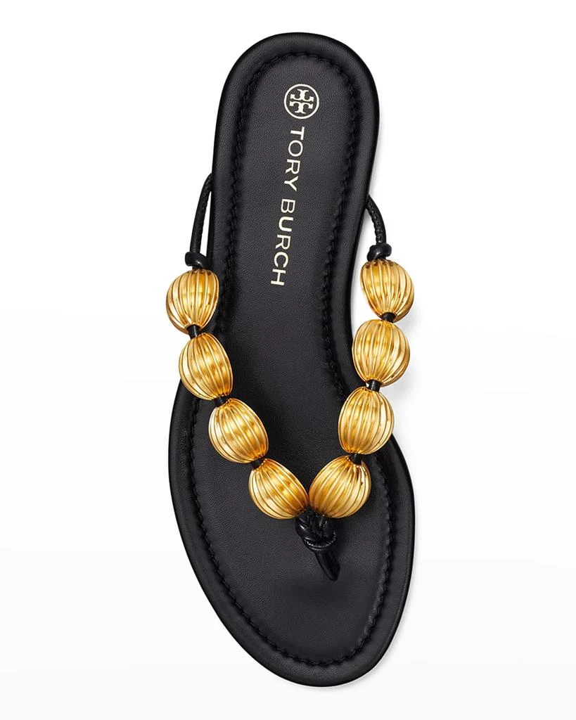 商品Tory Burch|Capri Beaded Leather Thong Sandals,价格¥904,第4张图片详细描述