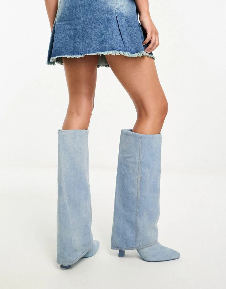 商品Stradivarius|Stradivarius folder over knee high boot in blue,价格¥442,第4张图片详细描述