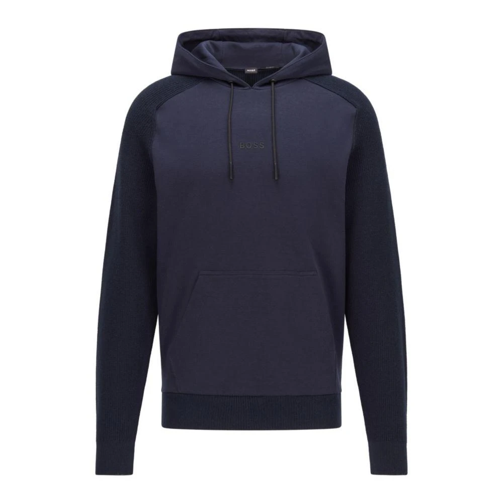 商品Hugo Boss|HUGO BOSS - Hybrid Hooded Sweater In Relaxed Fit With Logo Print,价格¥819,第1张图片
