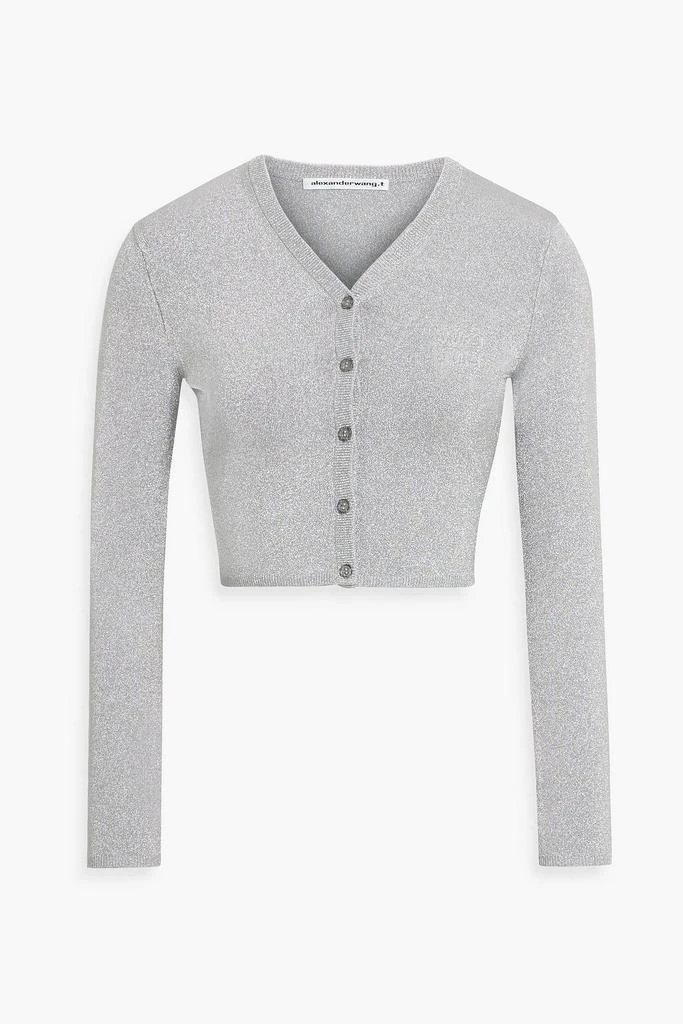 商品Alexander Wang|Cropped metallic stretch-knit cardigan,价格¥1522,第1张图片