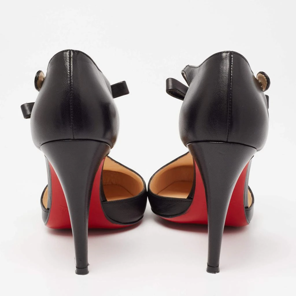 商品[二手商品] Christian Louboutin|Christian Louboutin Black Leather Bow Detail T- Strap Pumps Size 38.5,�价格¥2349,第5张图片详细描述