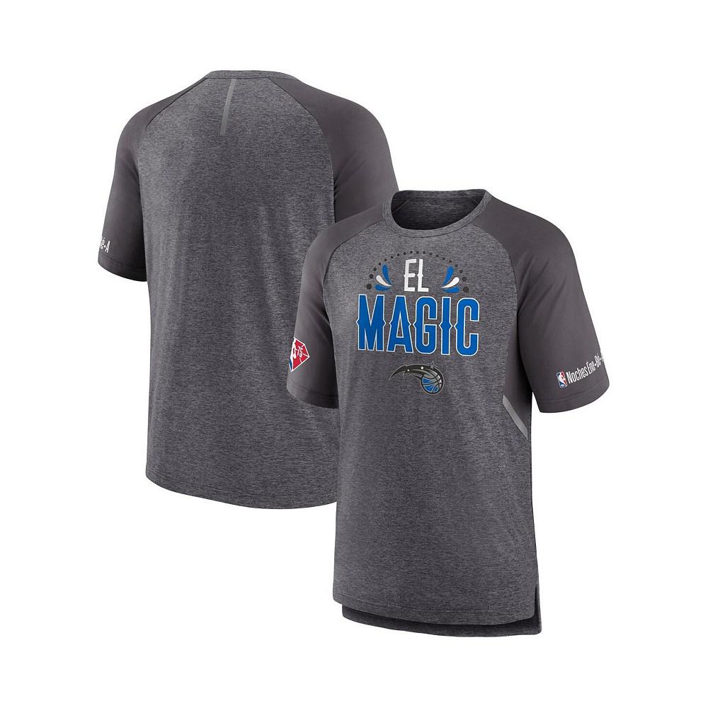 Men's Branded Heathered Gray Orlando Magic 2022 Noches Ene-Be-A Core Shooting Raglan T-shirt商品第2张图片规格展示
