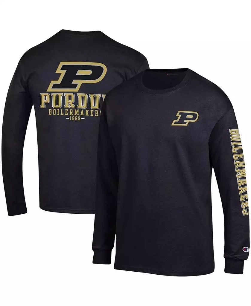 商品CHAMPION|Men's Black Purdue Boilermakers Team Stack Long Sleeve T-shirt,价格¥225,第1张图片