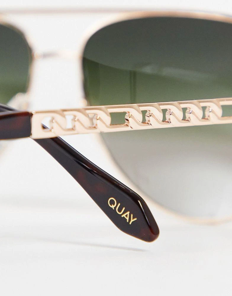 商品Quay|Quay High Key Links aviator sunglasses with polarised lens in rose green fade,价格¥584,第4张图片详细描述