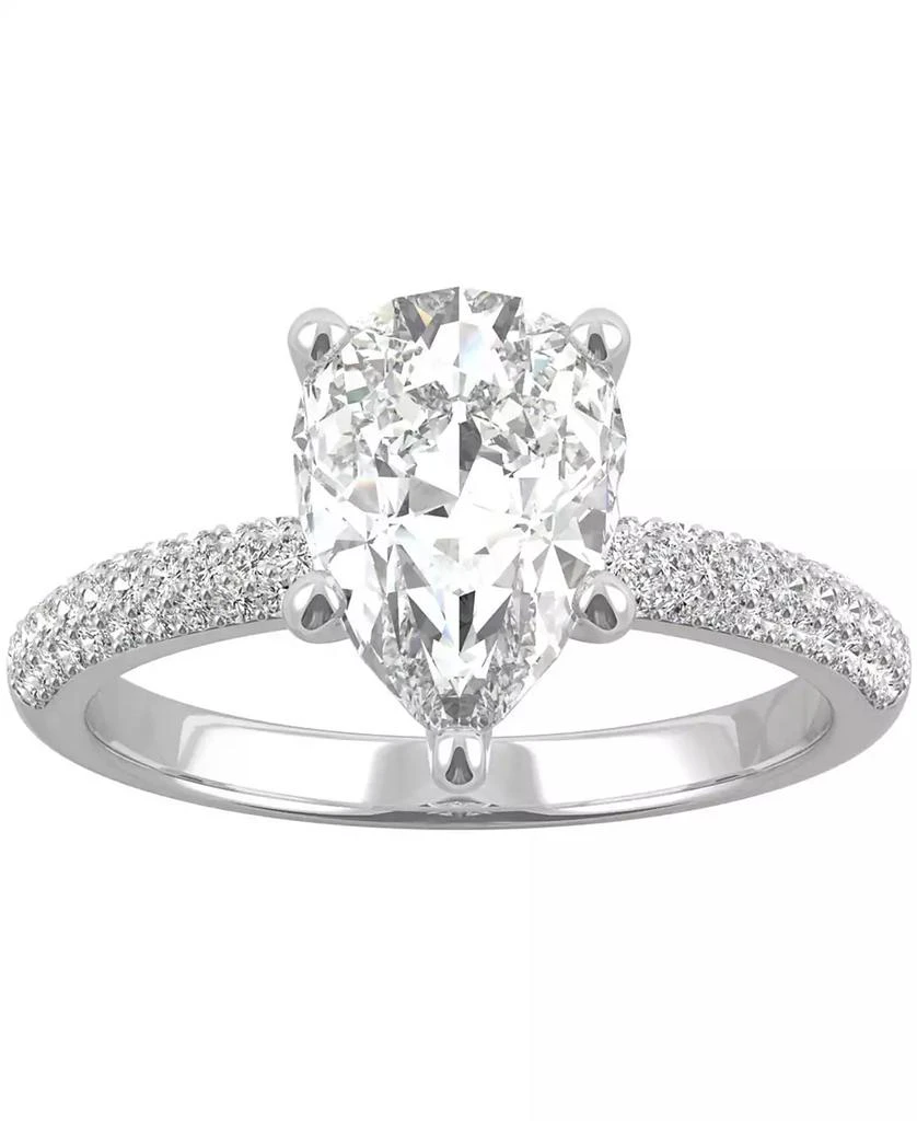 商品Charles & Colvard|Moissanite Pear Engagement Ring (2-3/8 ct. t.w. DEW) in 14k White Gold,价格¥9533,第1张图片