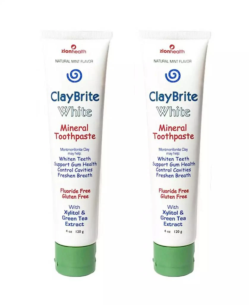 商品Zion Health|Claybrite White Toothpaste, Non Fluoride Set of 2 Pack, 8oz,价格¥114,第1张图片