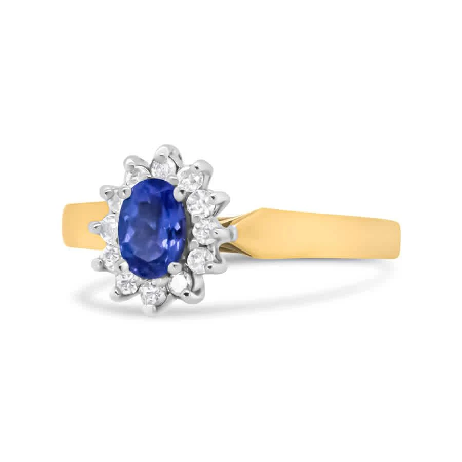 商品Haus Of Brilliance|14K Yellow Gold 1/5 Cttw Round Diamond and 6x4mm Oval Blue Tanzanite Halo Ring (H-I Color,价格¥12593,第2张图片详细描述