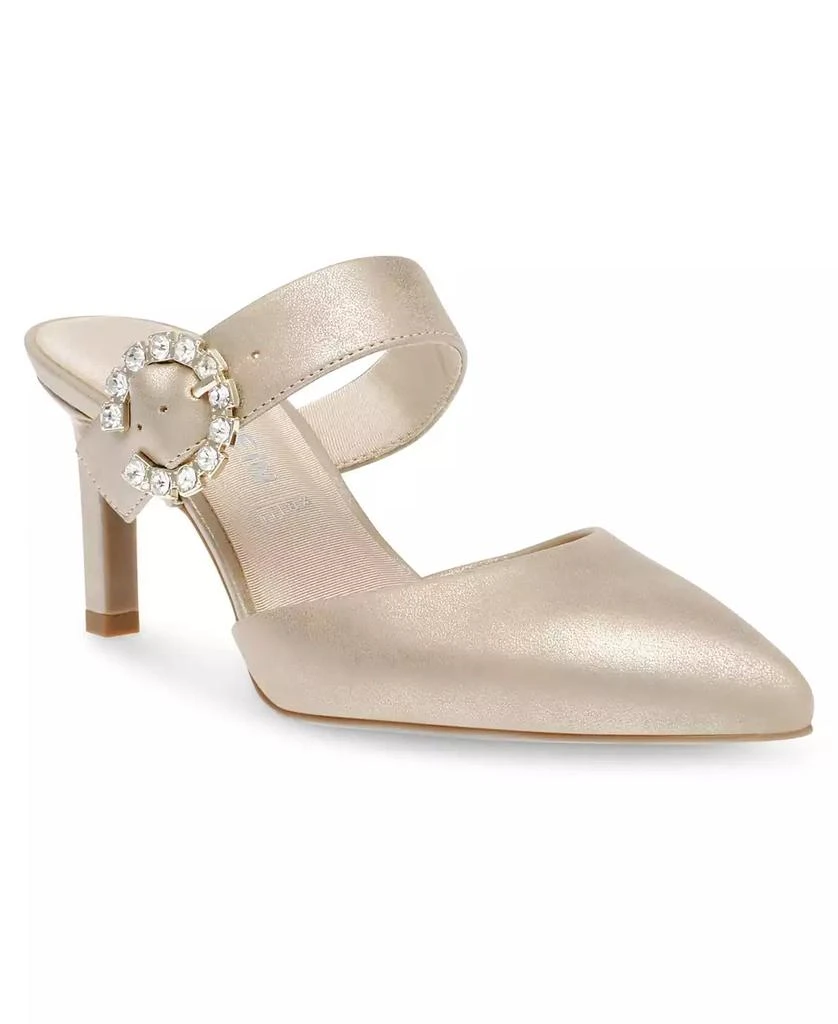 商品Anne Klein|Women's Riri-C Imitation Pearl Buckle Mules,价格¥245,第1张图片
