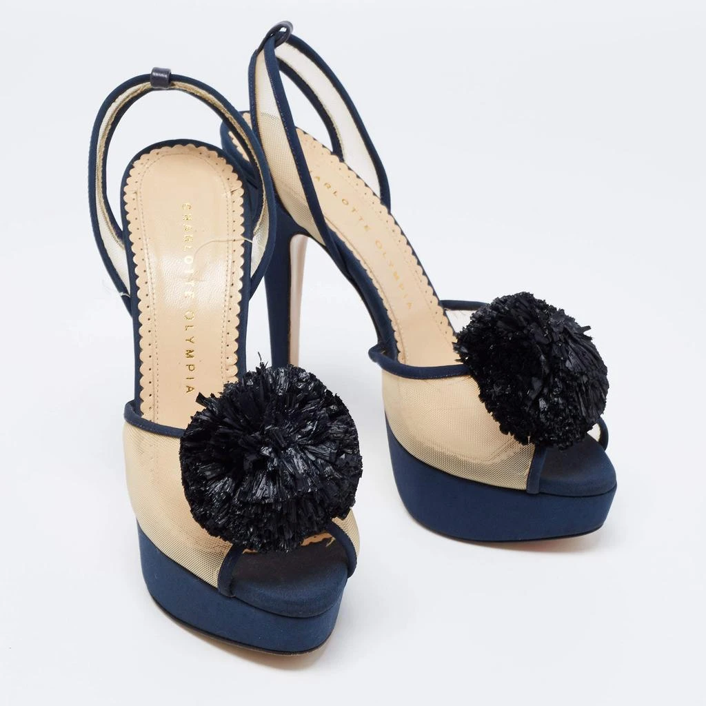 商品[二手商品] Charlotte Olympia|Charlotte Olympia Blue Suede Trim And Mesh Pomoline Pom Pom Platform Sandals Size 37,价格¥1222,第4张图片详细描述