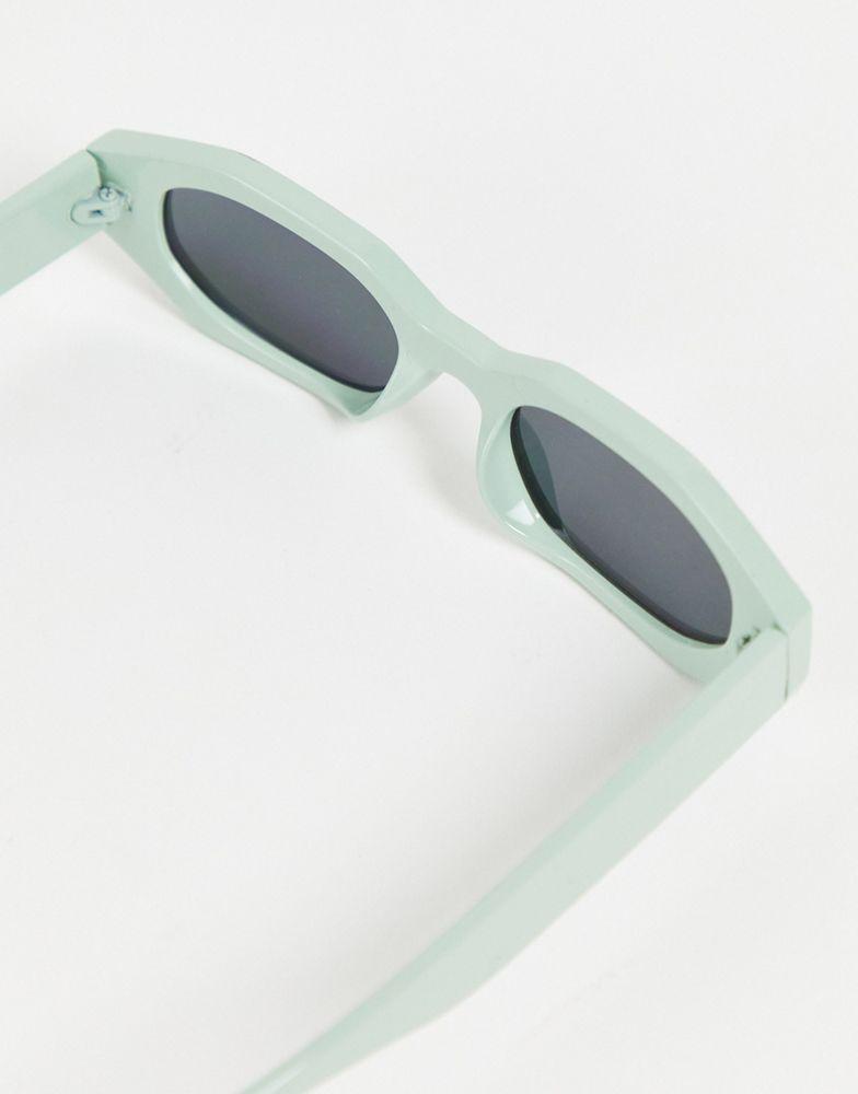 ASOS DESIGN hexagon sunglasses with smoke lens in mint green - LGREEN商品第4张图片规格展示