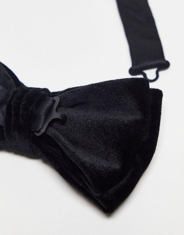 ASOS DESIGN velvet bow tie in black商品第4张图片规格展示