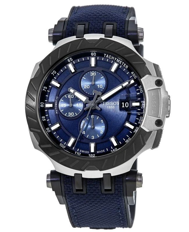 商品Tissot|Tissot T-Race Chronograph Blue Dial Rubber Strap Men's Watch T115.427.27.041.00,价格¥3768,第1张图片