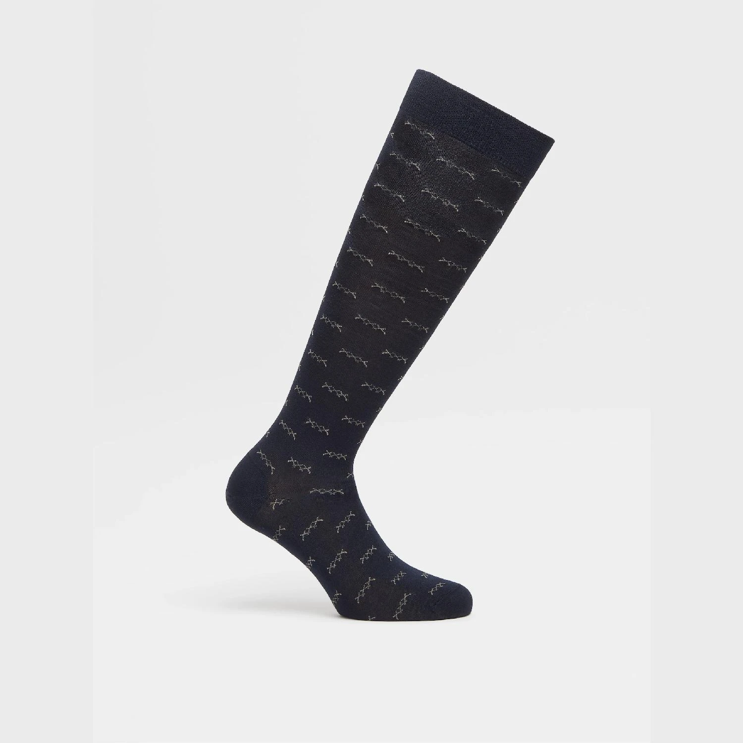 包邮包税【预售7天发货】 ZEGNA杰尼亚 23秋冬 男士 袜子 Navy Blue Iconic Triple X Mid Calf Socks N5V40-525-409 商品