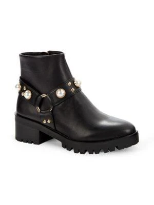 商品Karl Lagerfeld Paris|Pixie Embellished Moto Booties,价格¥376,第2张图片详细描述