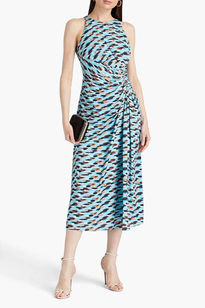 商品Badgley Mischka|Draped printed crepe de chine midi dress,价格¥1036,第2张图片详细描述