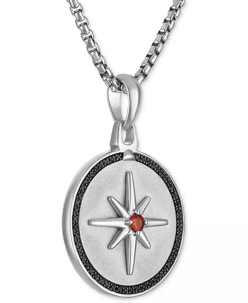 商品Bulova|Marc Anthony Men's Orange Sapphire (1/8 ct. t.w.) & Black Diamond (1/4 ct. t.w.) North Star Pendant Necklace in Sterling Silver-Plate, 24" + 2" extender, BVP1048-WSAASAP,价格¥4459,第2张图片详细描述