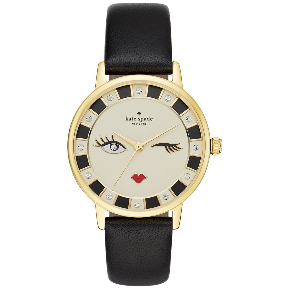 商品Kate Spade|Women's Metro Black Leather Strap Watch 34mm KSW1052,价格¥1481,第1张图片