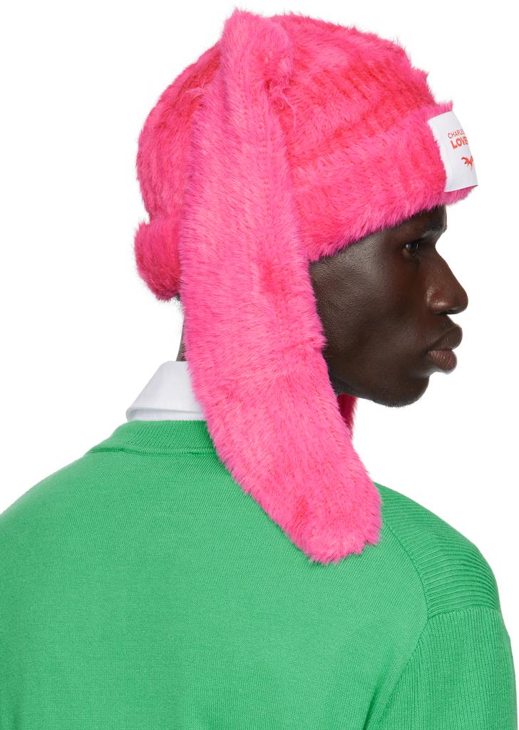 Charles Jeffrey Loverboy Pink Fluffy Chunky Rabbit Beanie