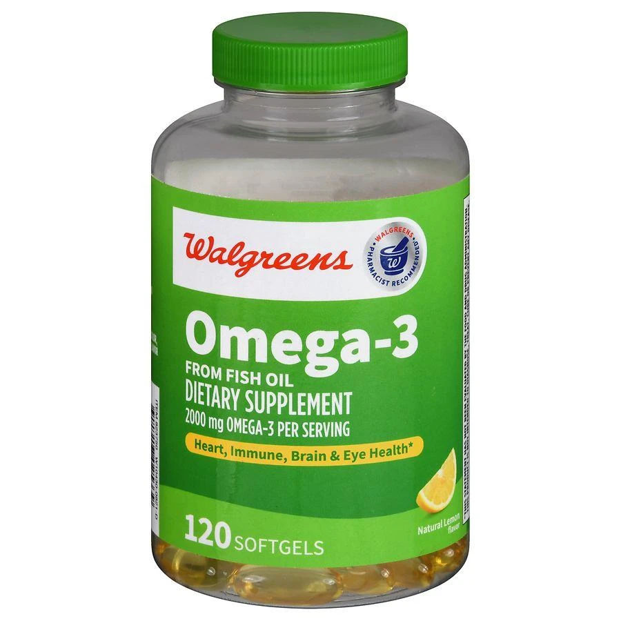 商品Walgreens|Omega-3 From Fish Oil 2000 mg Softgels Natural Lemon,价格¥222,第1张图片