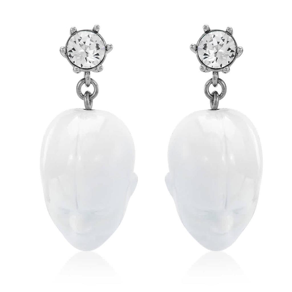 White/Palladio Crystal and Doll's Head Palladium-plated Earrings商品第1张图片规格展示