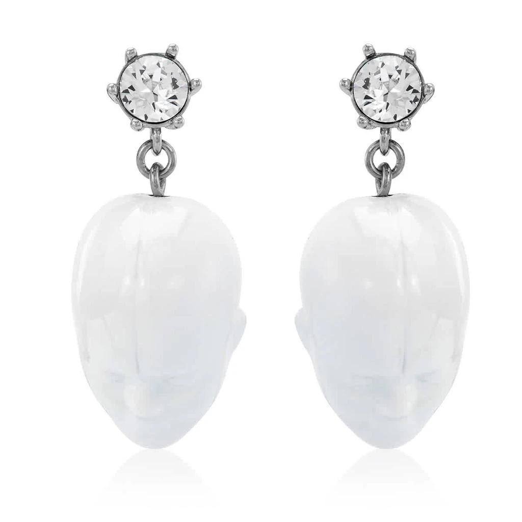 商品Burberry|White/Palladio Crystal and Doll's Head Palladium-plated Earrings,价格¥2526,第1张图片