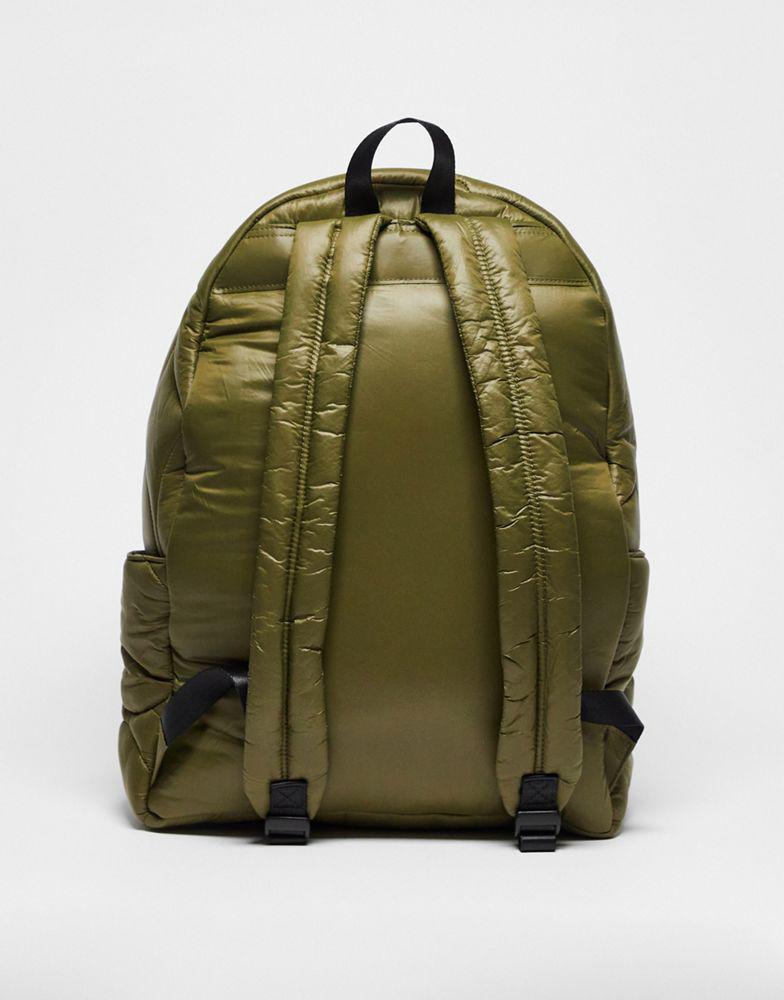 Topshop Nina puffer backpacks in green商品第2张图片规格展示