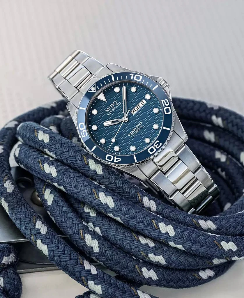 商品MIDO|Men's Swiss Automatic Ocean Star Stainless Steel Bracelet Watch 43mm,价格¥9386,第2张图片详细描述