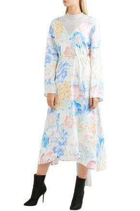 商品Vetements|Asymmetric jersey-paneled floral-print crepe de chine midi dress,价格¥2836,第2张图片详细描述