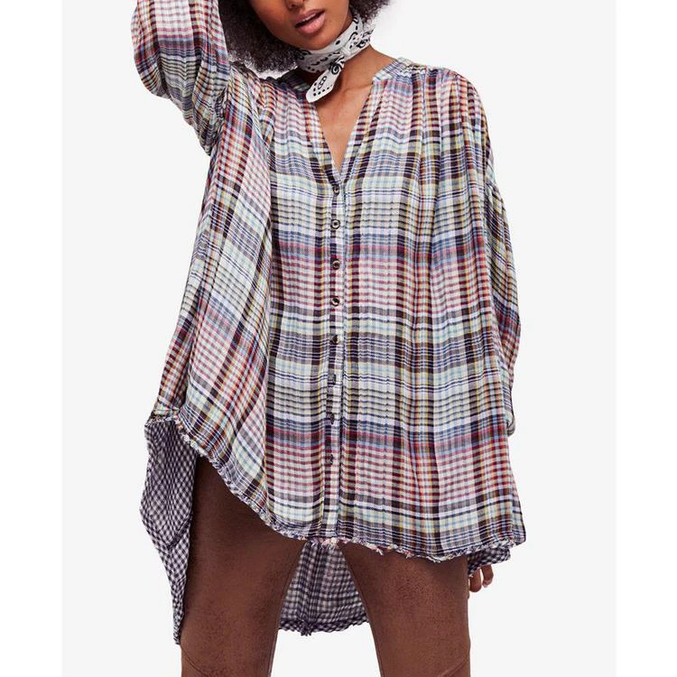 商品Free People|Come On Over Plaid Pleated Shirt,价格¥337,第1张图片