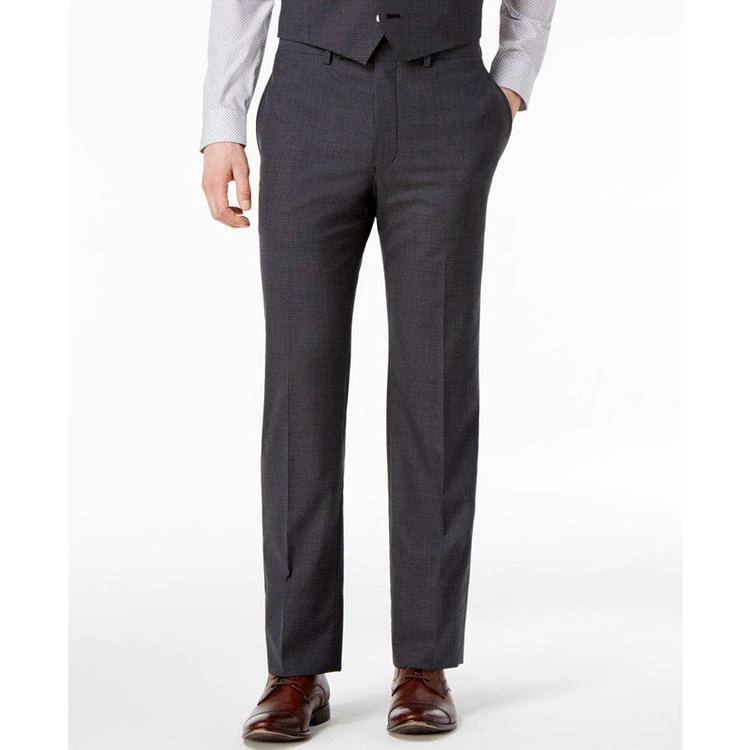 Men's Slim-Fit Black and Charcoal Neat Vested Suit 商品
