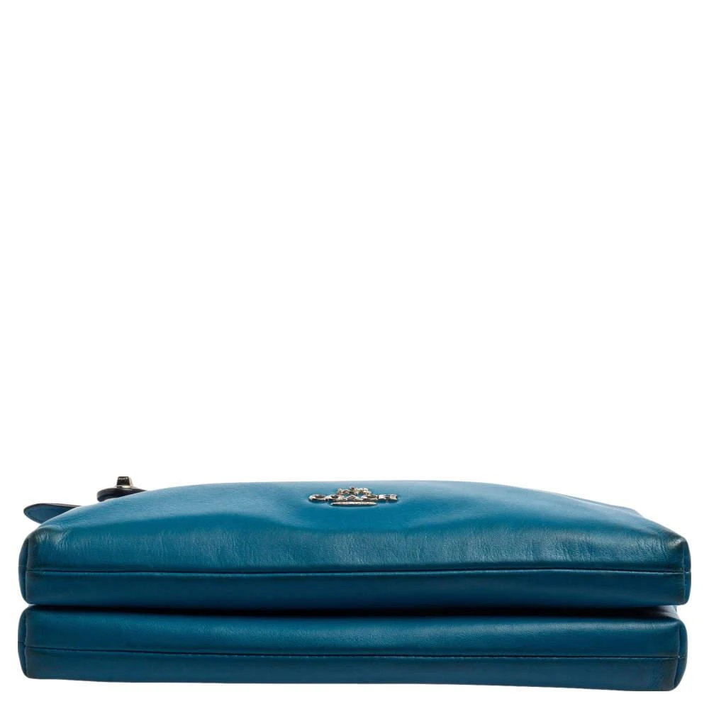 Coach Teal Blue Leather Crosby Double Zip Crossbody Bag 商品