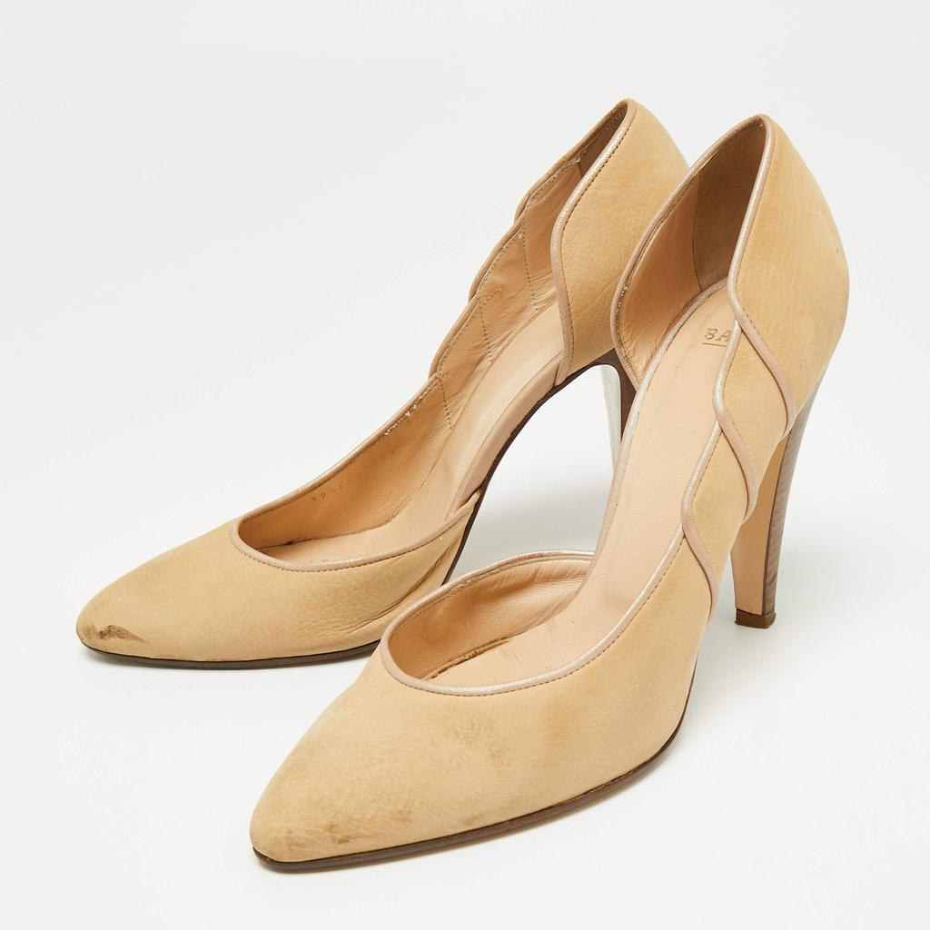 Bally Light Brown Nubuck Leather D'orsay Pointed Toe Pumps Size 39.5商品第2张图片规格展示