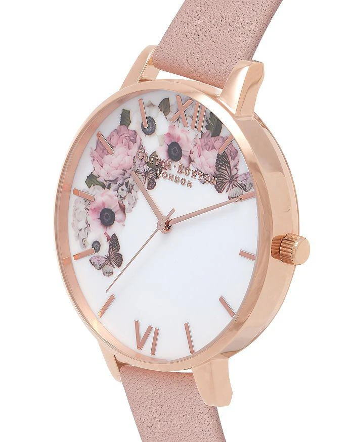 Signature Florals Dusty Pink Leather Strap Watch & 3D Butterfly Stud Earrings Gift Set, 38mm 商品