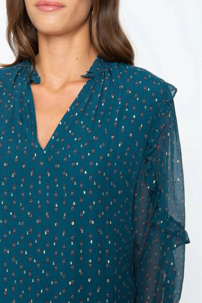 商品Caballero|Gracie Top in Emerald Lurex Chiffon,价格¥1099,第4张图片详细描述