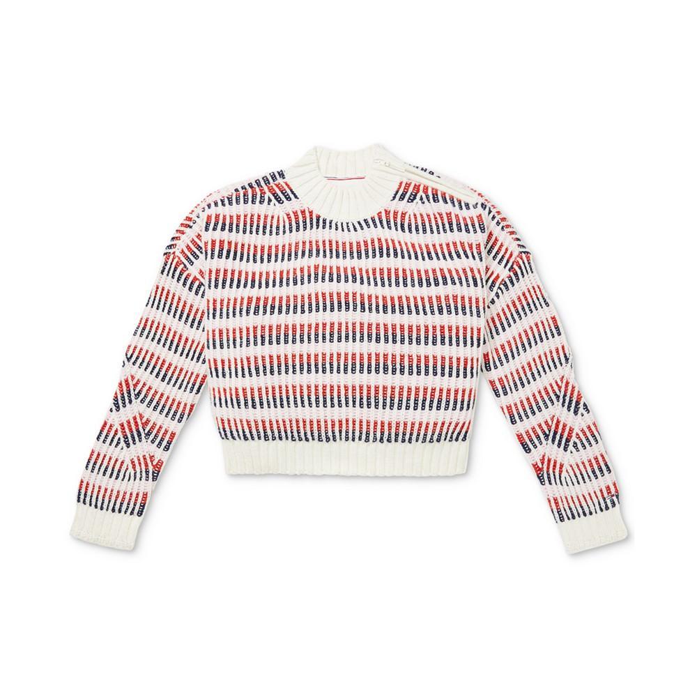 商品Tommy Hilfiger|Women's Striped Sweater with Zippered Shoulders,价格¥504,第4张图片详细描述