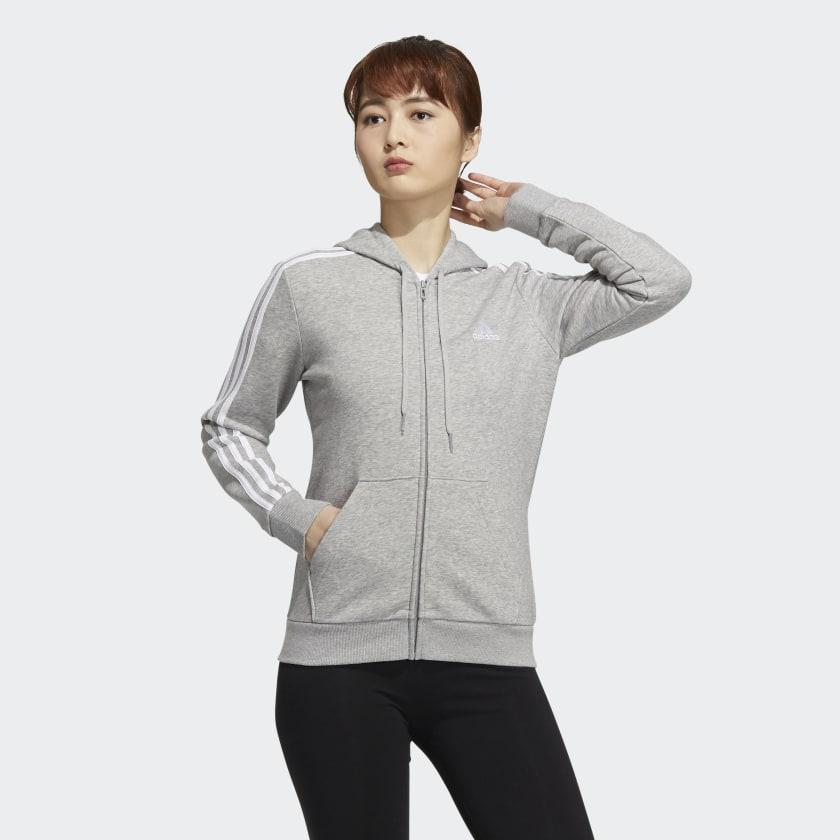 Women's adidas Essentials Fleece 3-Stripes Full-Zip Hoodie商品第2张图片规格展示