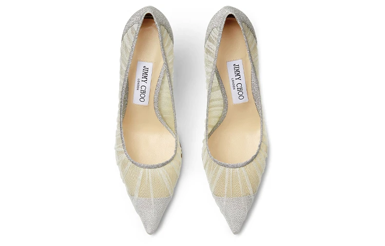 商品[国内直发] Jimmy Choo|LOVE 金属银色亮片布 细跟 高跟鞋 6.5cm 女款 银色,价格¥6641,第4张图片详细描述