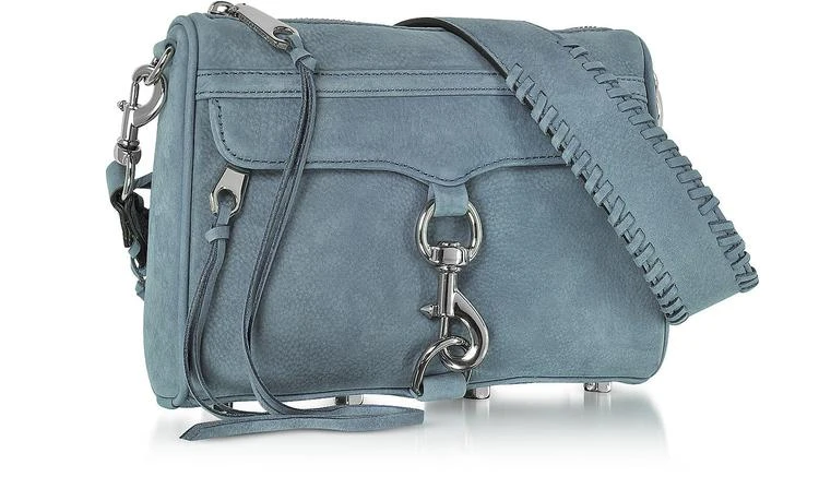 商品Rebecca Minkoff|迷你 Mac 灰尘蓝色正绒面革斜挎包配吉他带,价格¥1317,第2张图片详细描述
