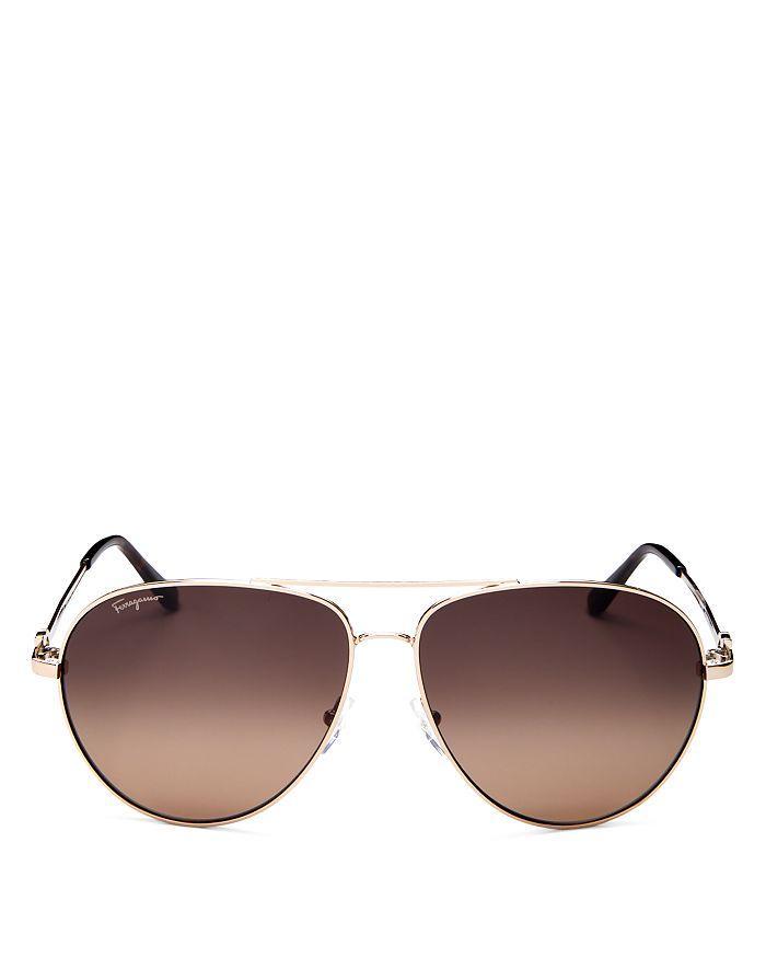 商品Salvatore Ferragamo|Men's Timeless Collection Brow Bar Aviator Sunglasses, 61mm,价格¥2389,第1张图片