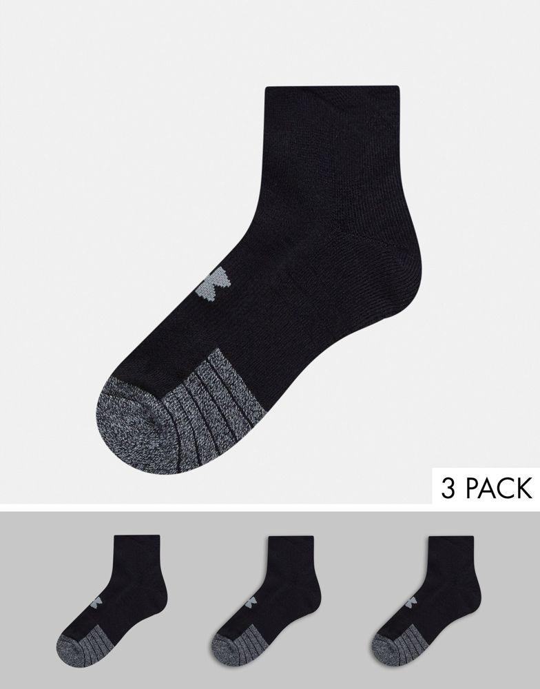 Under Armour Heatgear 3 pack low cut socks in black商品第1张图片规格展示
