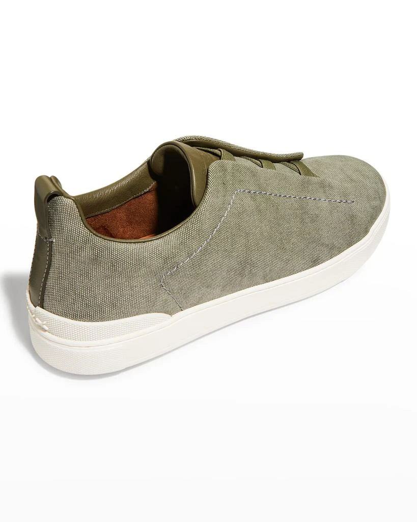 商品Zegna|Men's Triple Stitch Canvas Low-Top Sneakers,价格¥5791,第3张图片详细描述