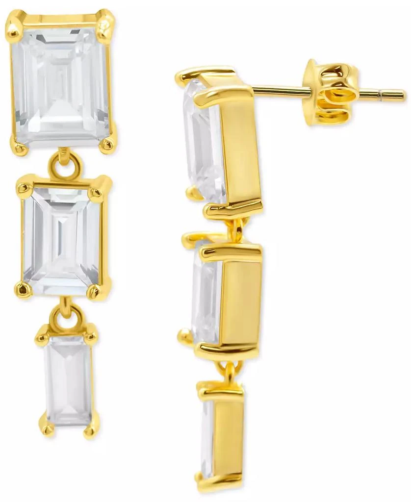 商品ADORNIA|14k Gold-Plated Rectangle Crystal Triple Drop Earrings,价格¥226,第2张图片详细描述